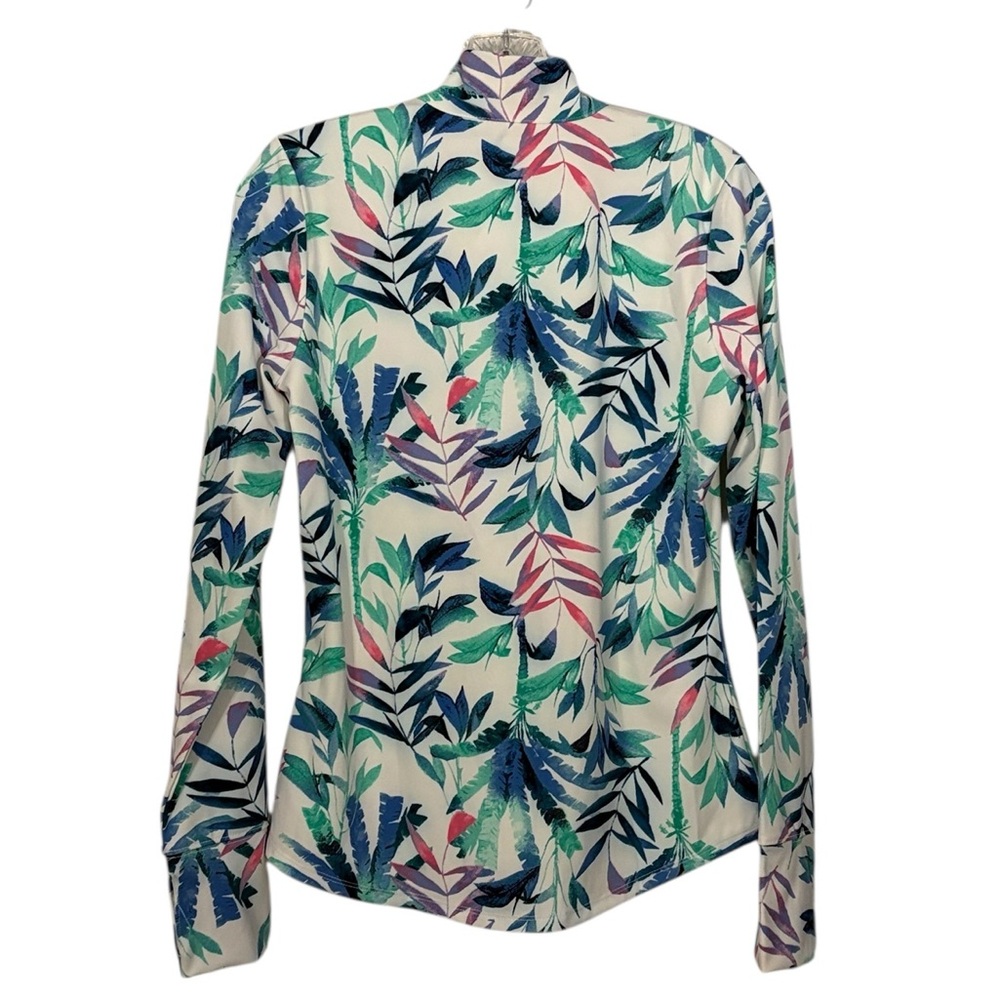 Tommy Bahama Full Zip Tennis Jacket Size S UPF 50 White Floral Golf Pickleball - Picture 2 of 7